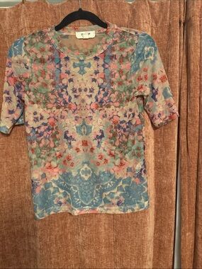Anthro sheer Y2K style Short Sleeve Top - Multicolor